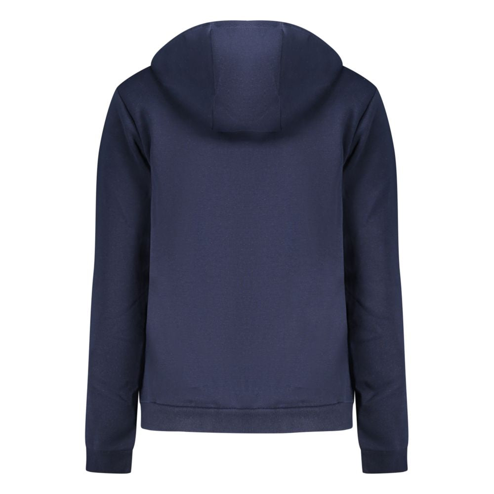 Blue Cotton Women Sweatshirt with Hood and Zip - ventzia