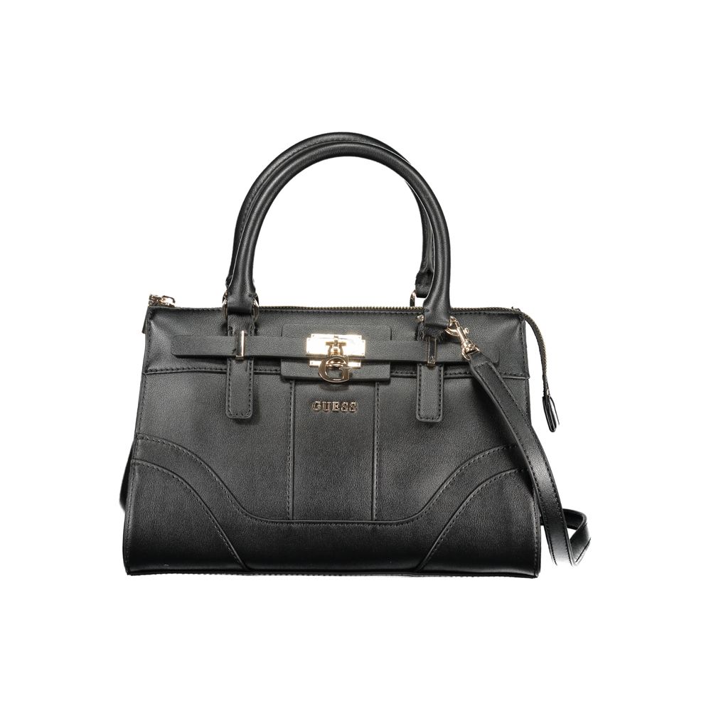Black Polyurethane Women Handbag - ventzia