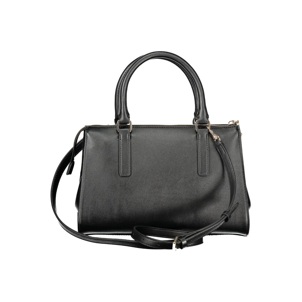 Black Polyurethane Women Handbag - ventzia