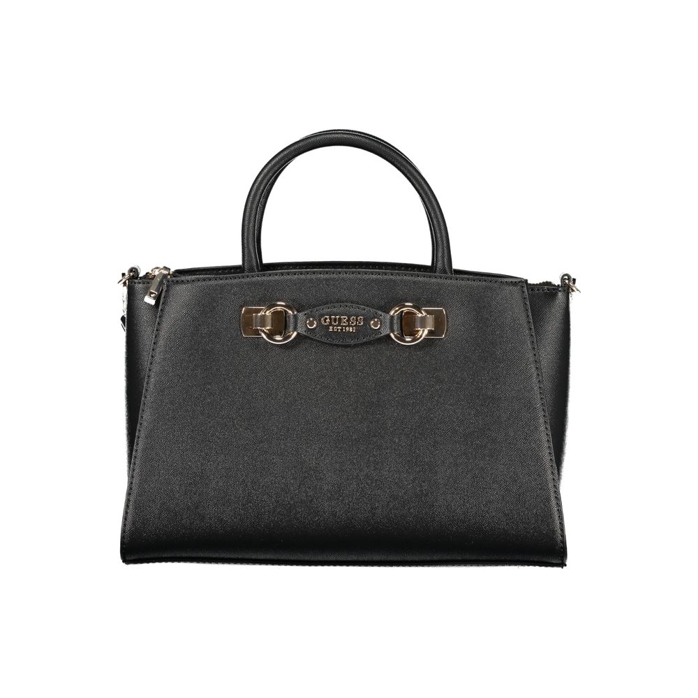 Black Polyurethane Women Handbag - ventzia