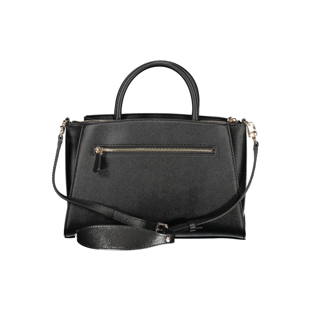 Black Polyurethane Women Handbag - ventzia
