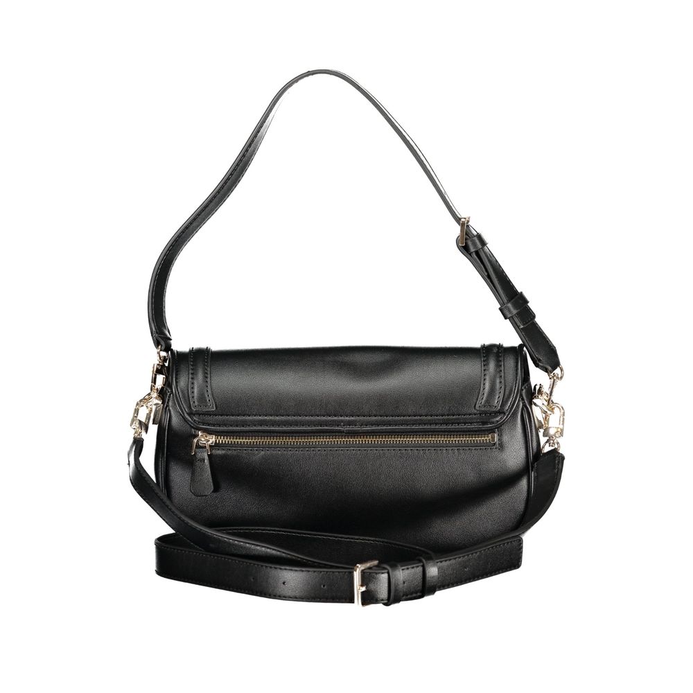 Black Polyurethane Women Handbag - ventzia