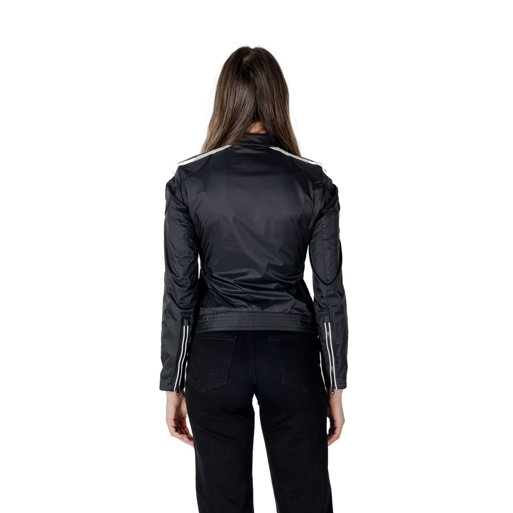 Black Polyamide Biker Jacket - ventzia