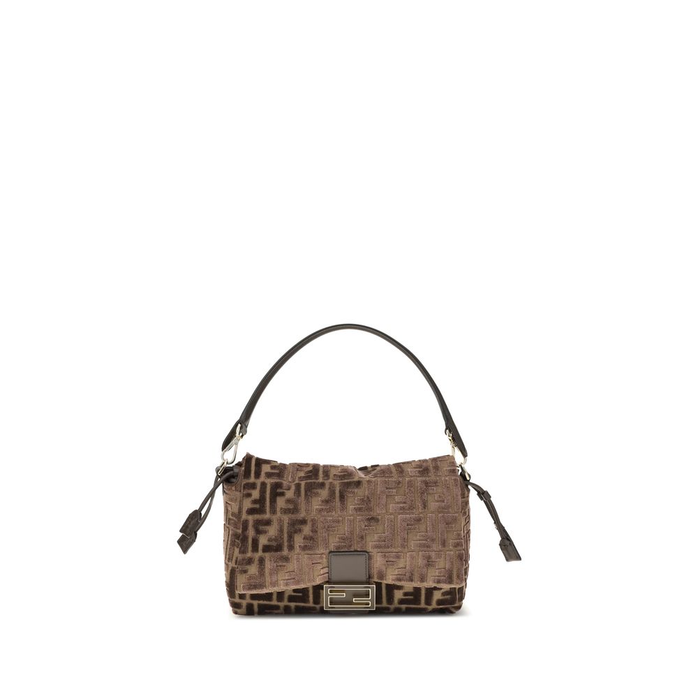 Brown Viscose Shoulder Bag - ventzia