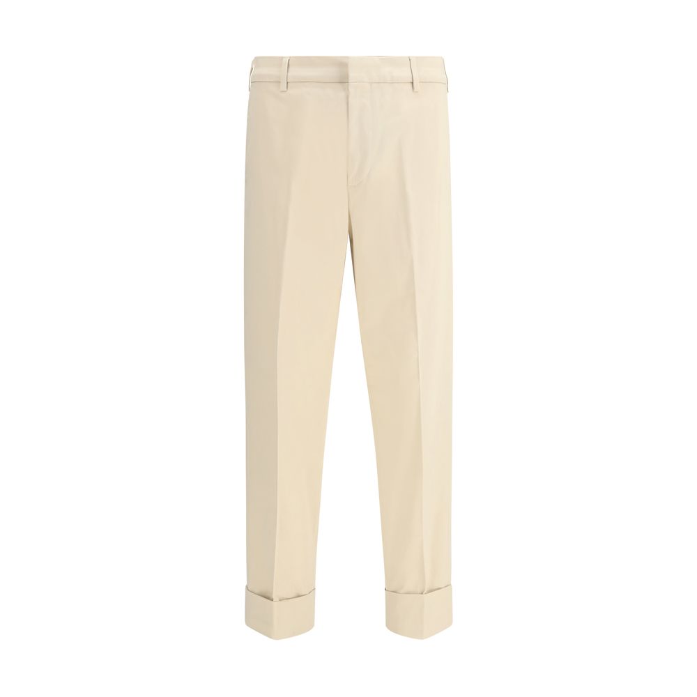 Beige Cotton Casual Pants - ventzia