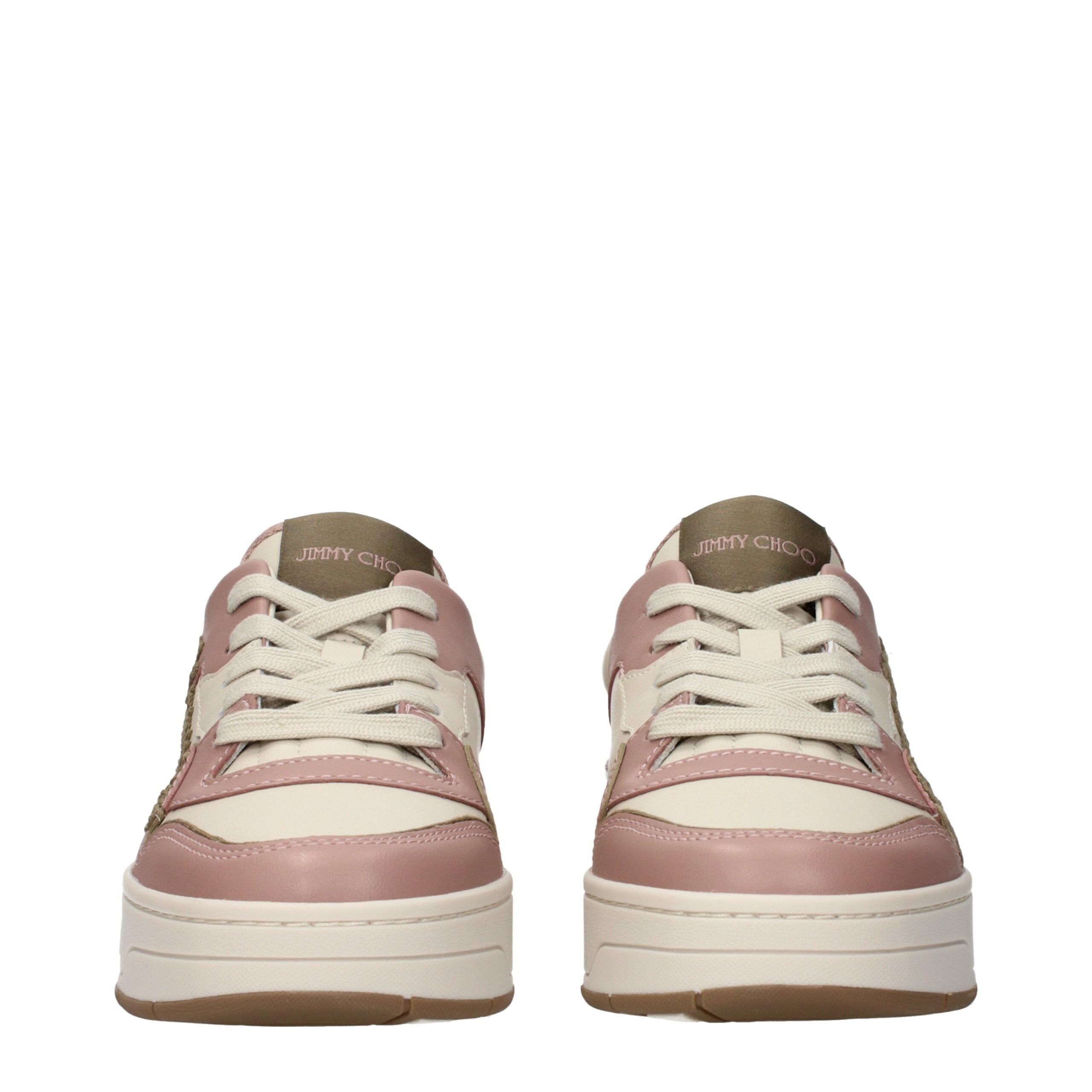 Pink Leather Low Top Sneakers