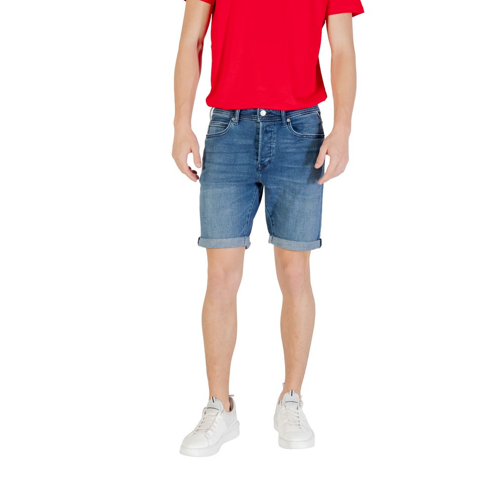 Blue Cotton Bermuda Shorts - ventzia