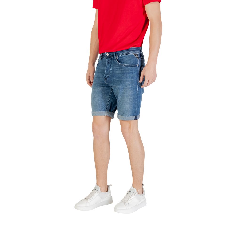 Blue Cotton Bermuda Shorts - ventzia