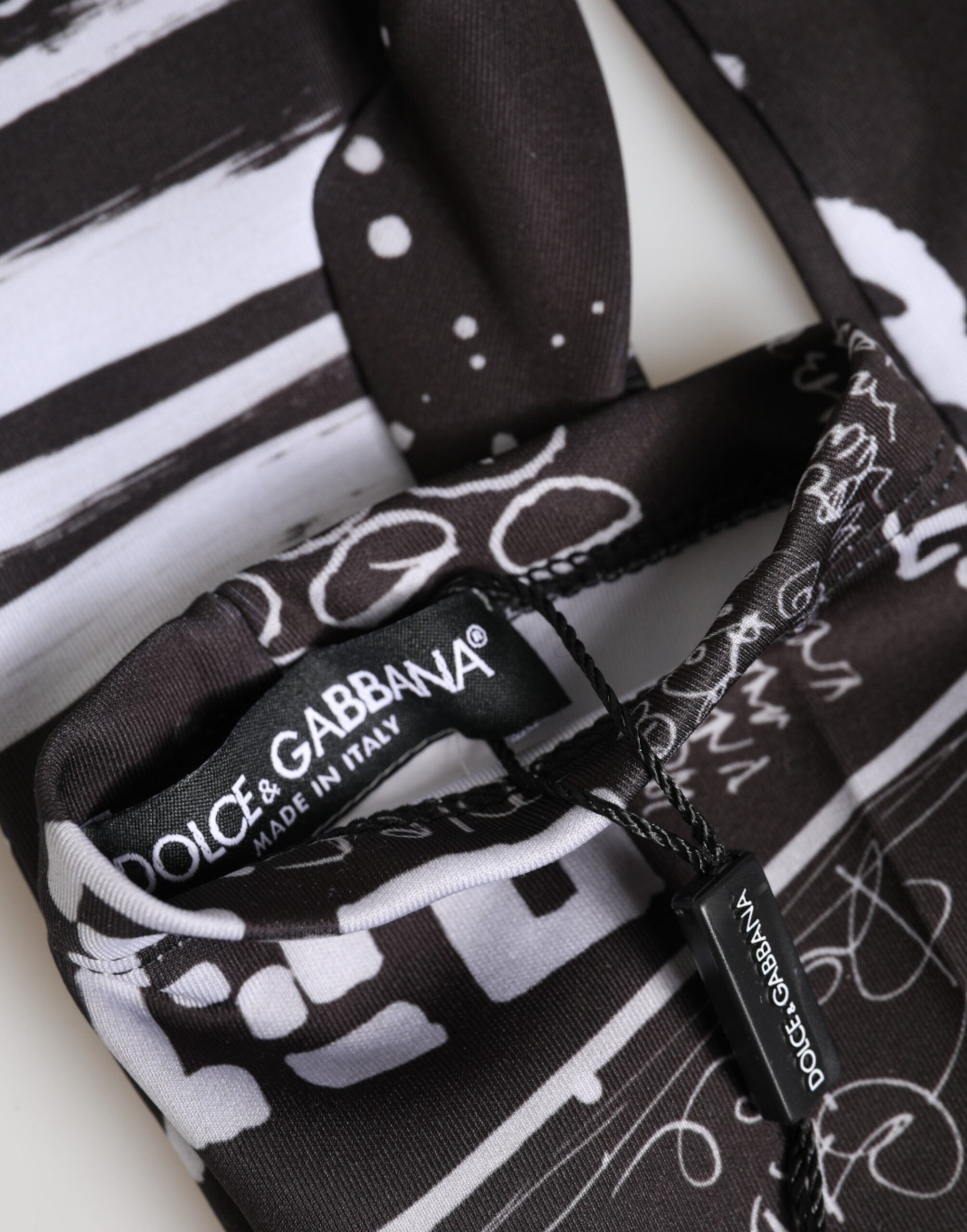 Black White DG Logo Elbow Length Mitten Gloves