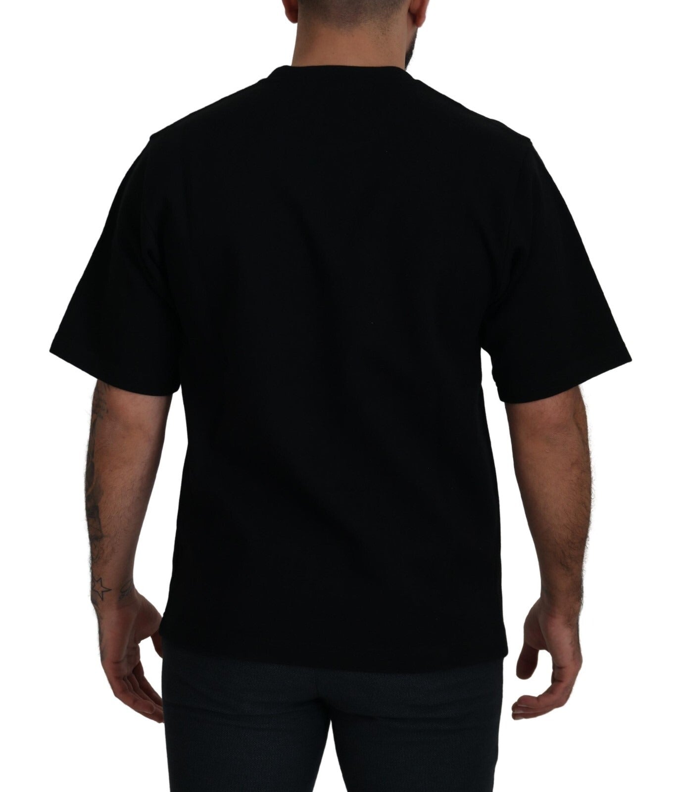 Cotton Black Printed Crewneck Tee T-shirt