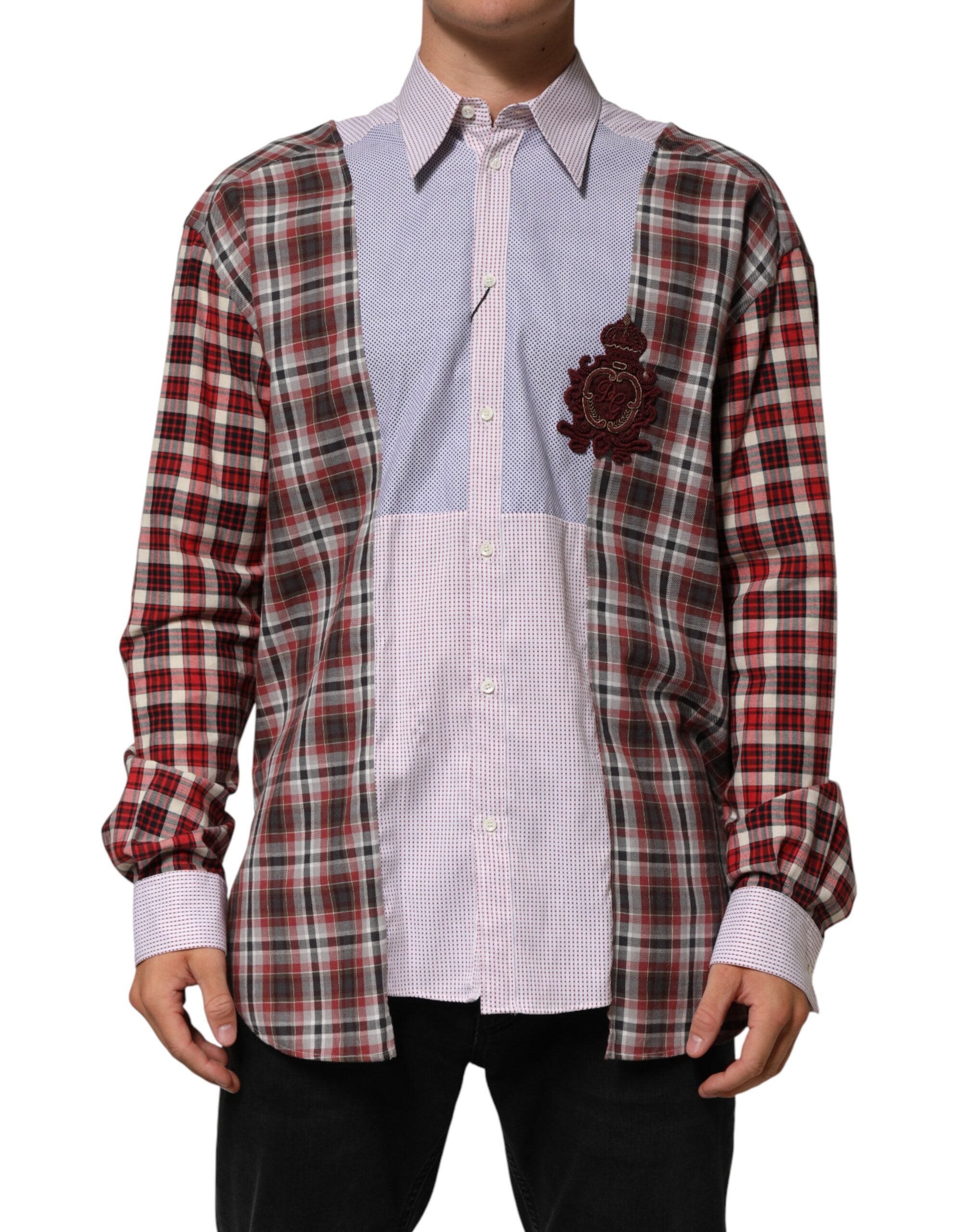 Multicolor Cotton Collared Checkered Shirt - ventzia