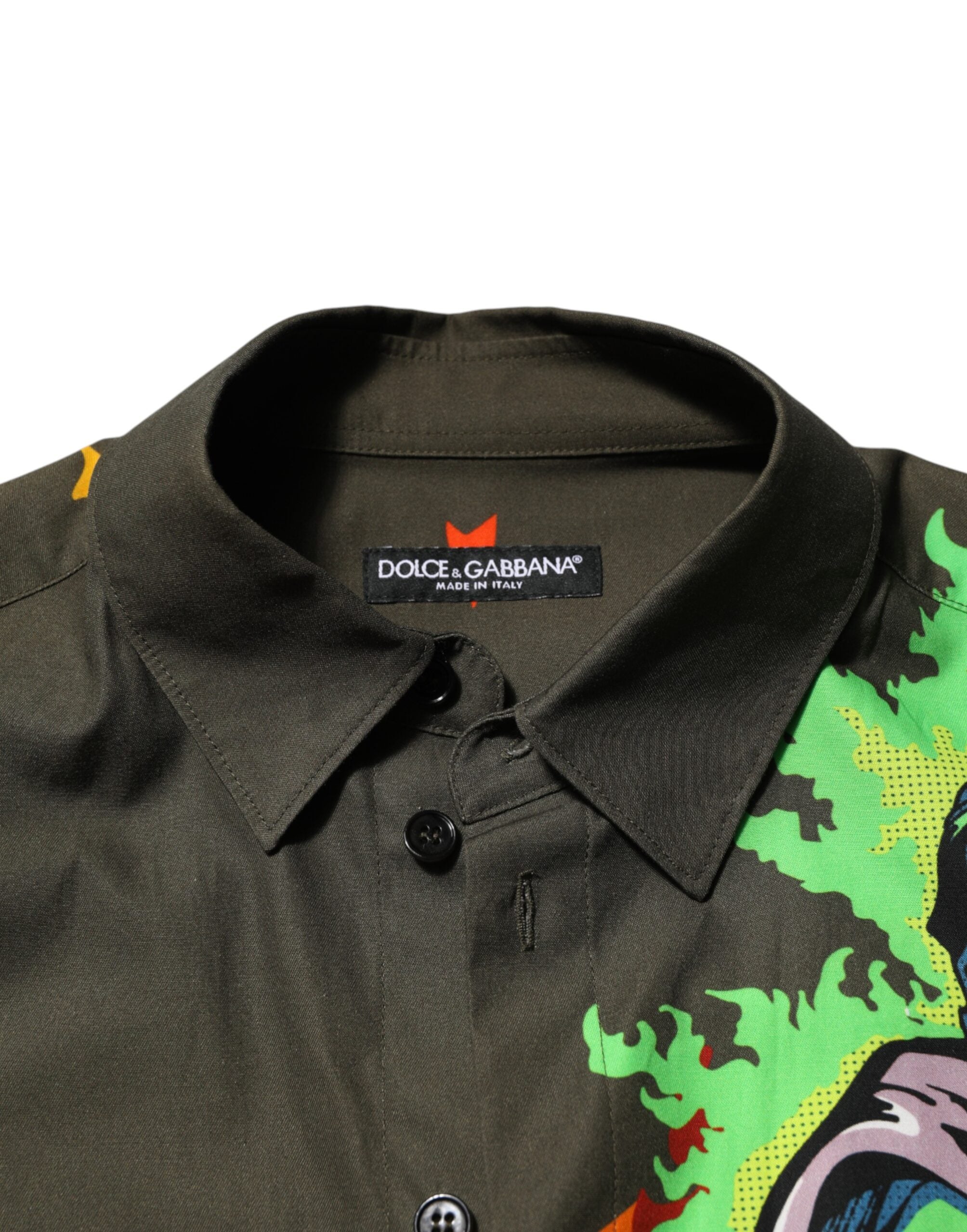 Brown Superhero Print Button Down Shirt - ventzia