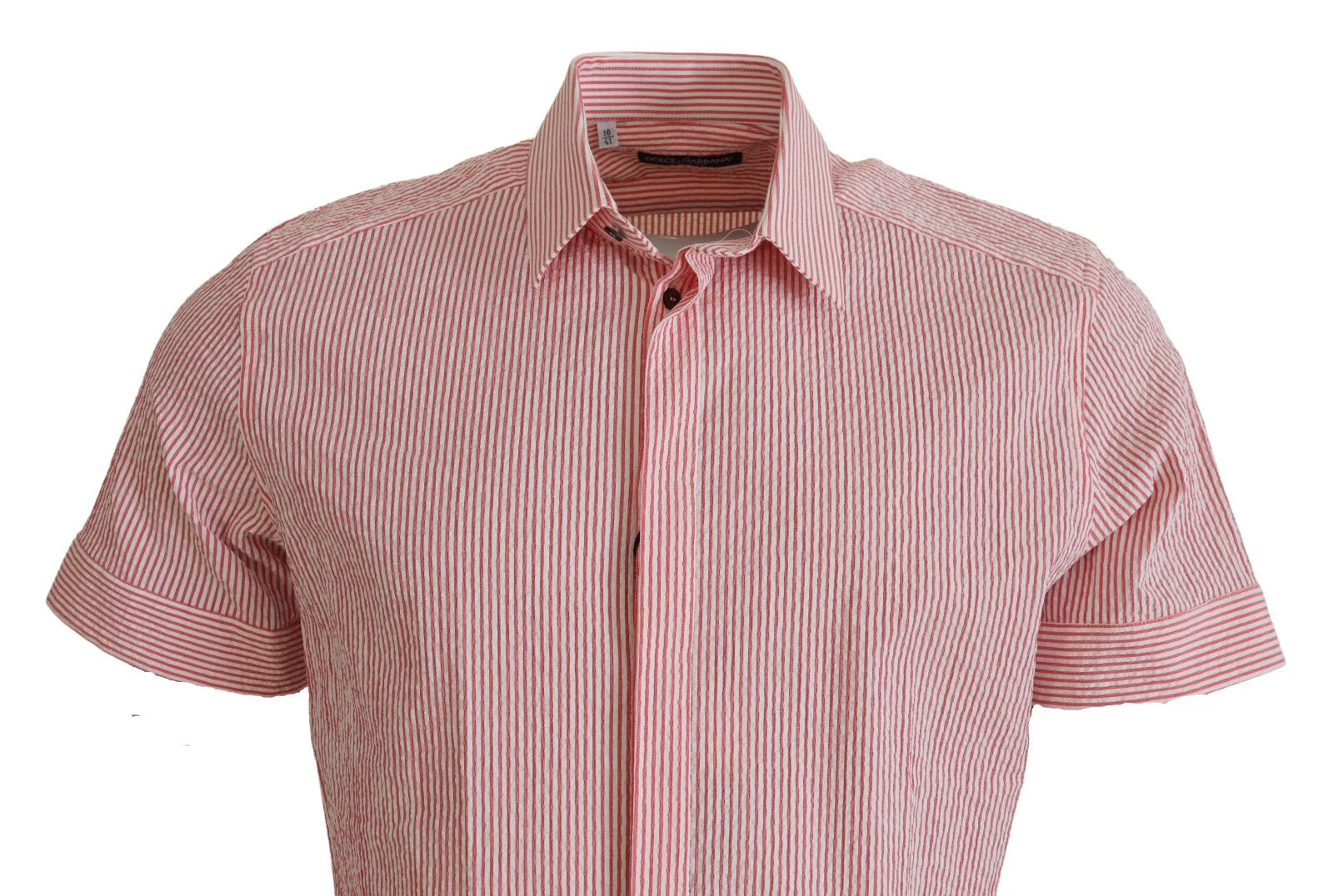 Red White Striped Cotton Short Sleeve Shirt - ventzia