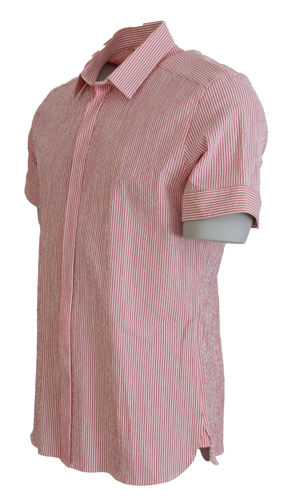 Red White Striped Cotton Short Sleeve Shirt - ventzia