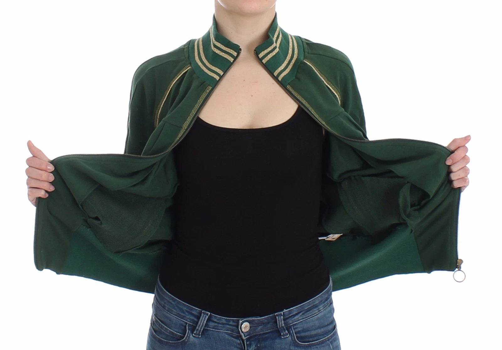 Green Mock Zip Cardigan Sweatshirt Sweater Jacket