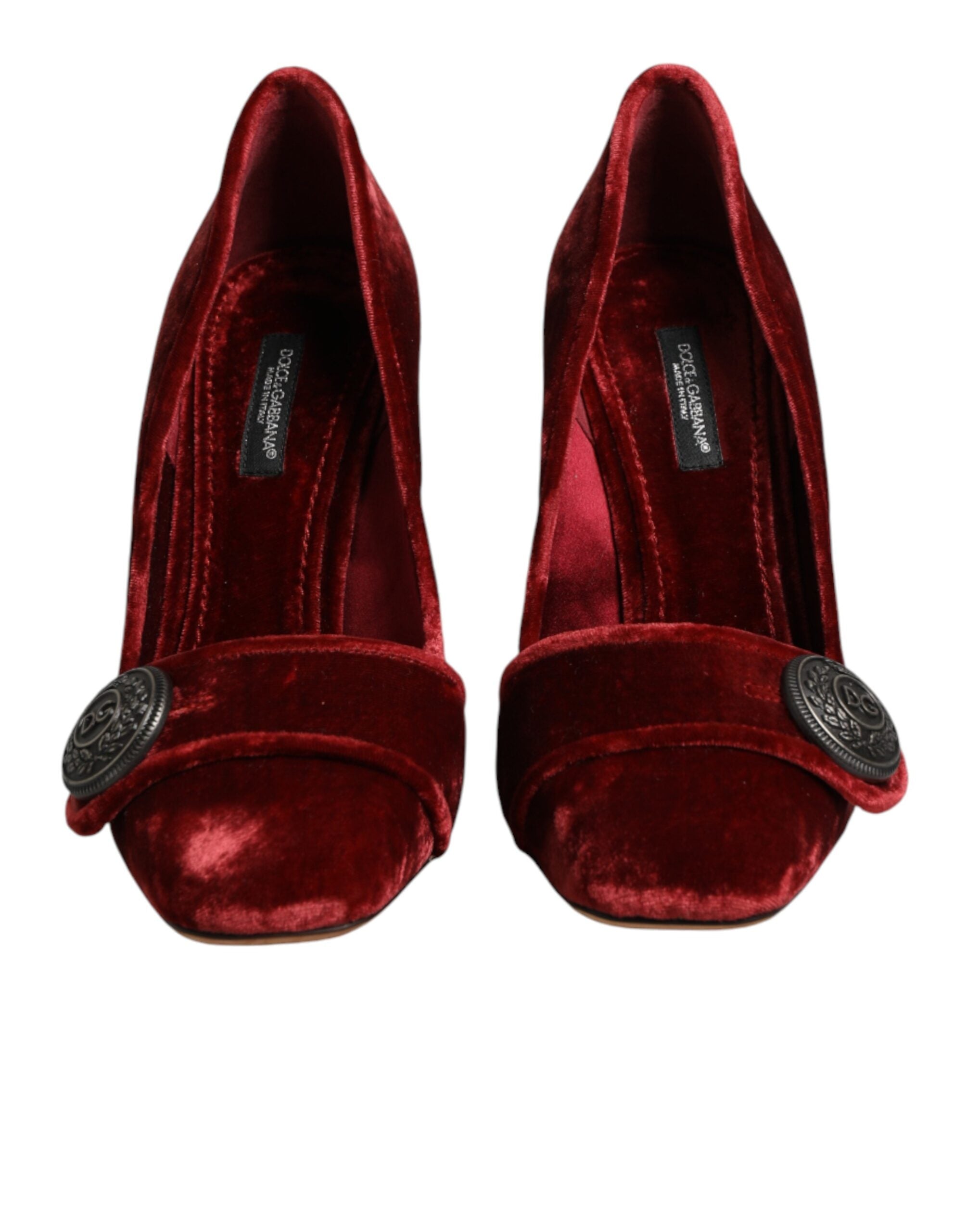 Red Velvet Embellished Heels Pumps Shoes