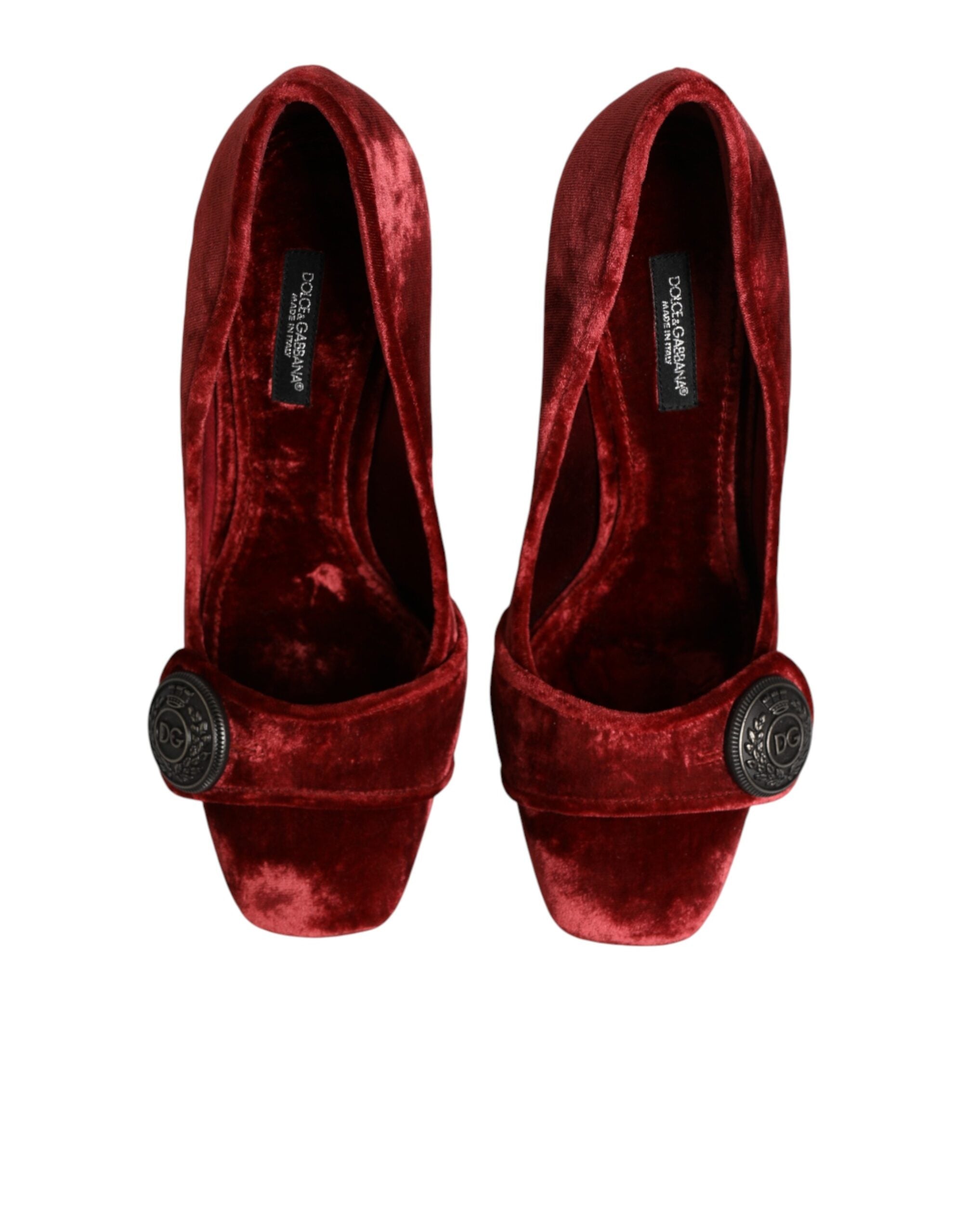 Red Velvet Embellished Heels Pumps Shoes