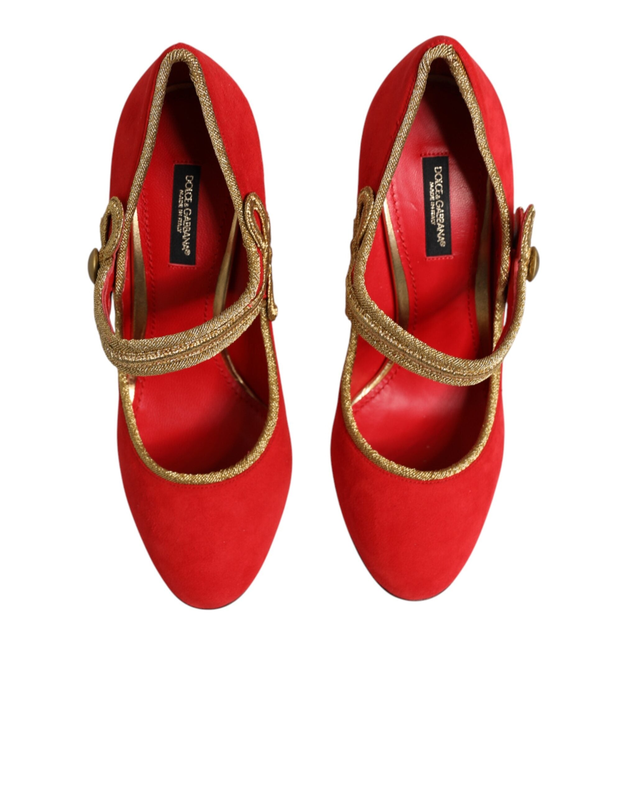 Red Embellished MARY JANES Pumps Shoes
