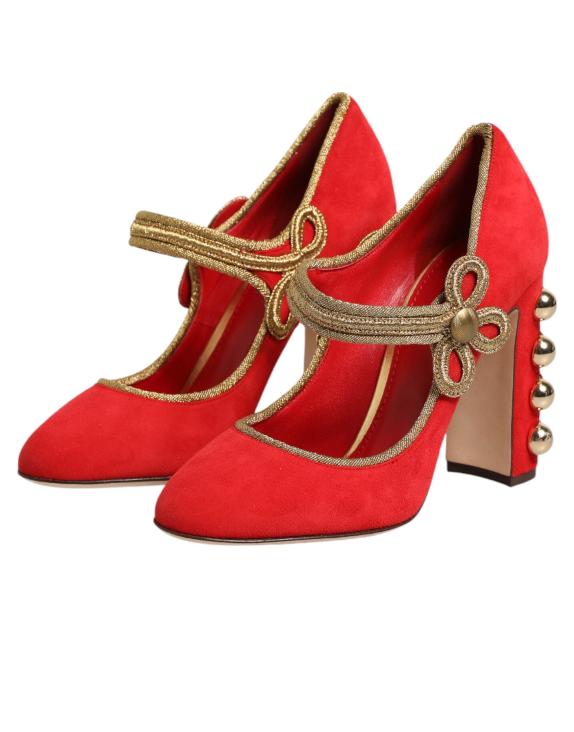 Red Embellished MARY JANES Pumps Shoes