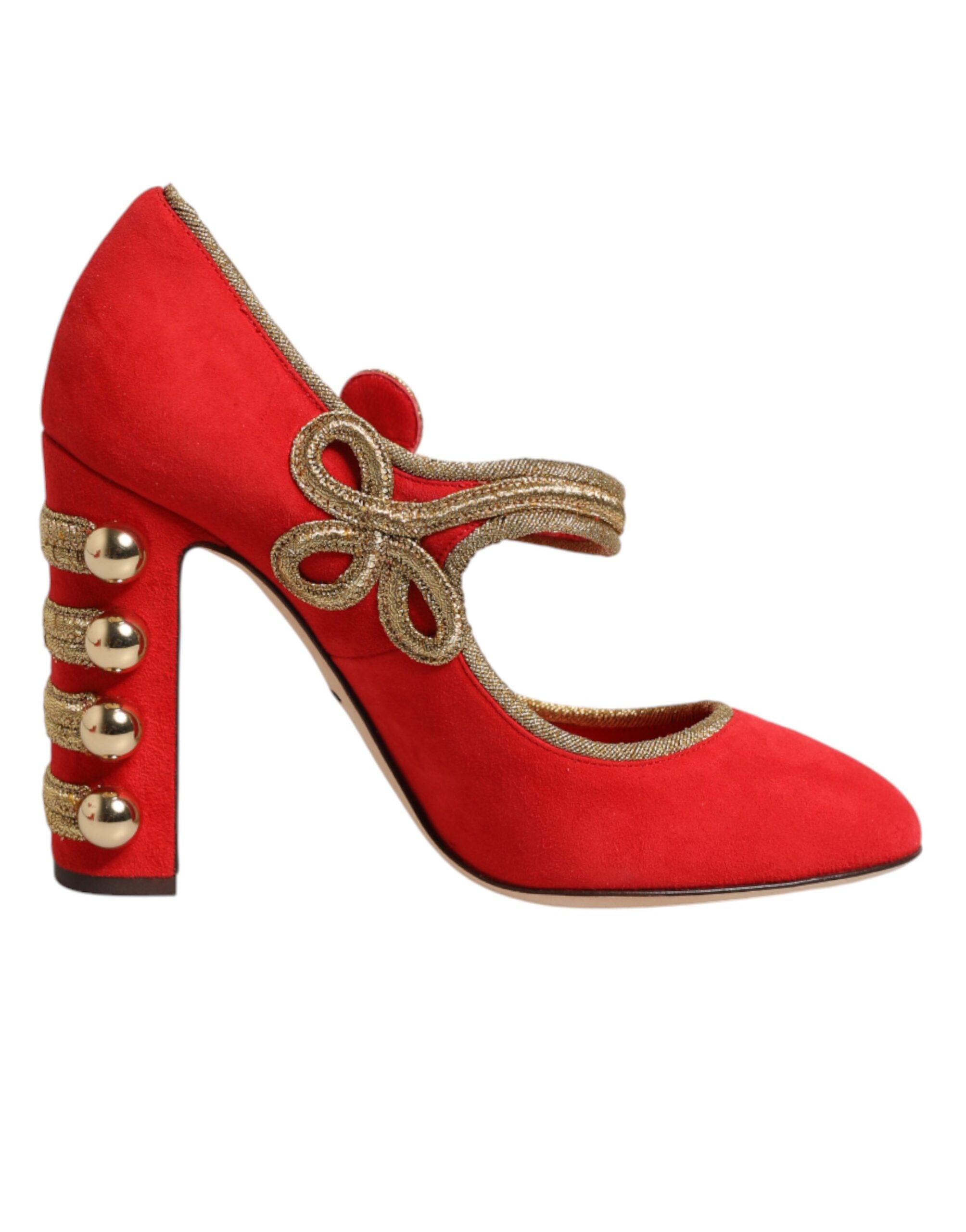 Red Embellished MARY JANES Pumps Shoes