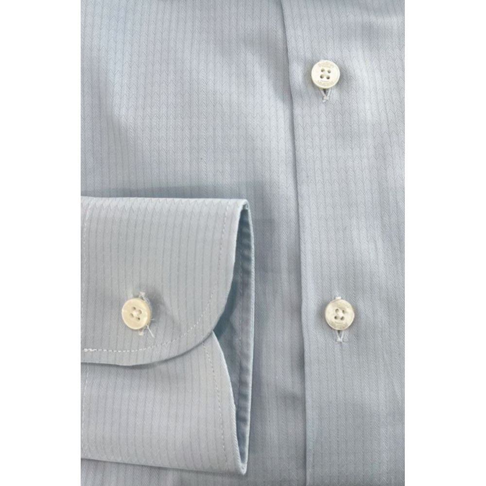 Light Blue Cotton Men Shirt - ventzia