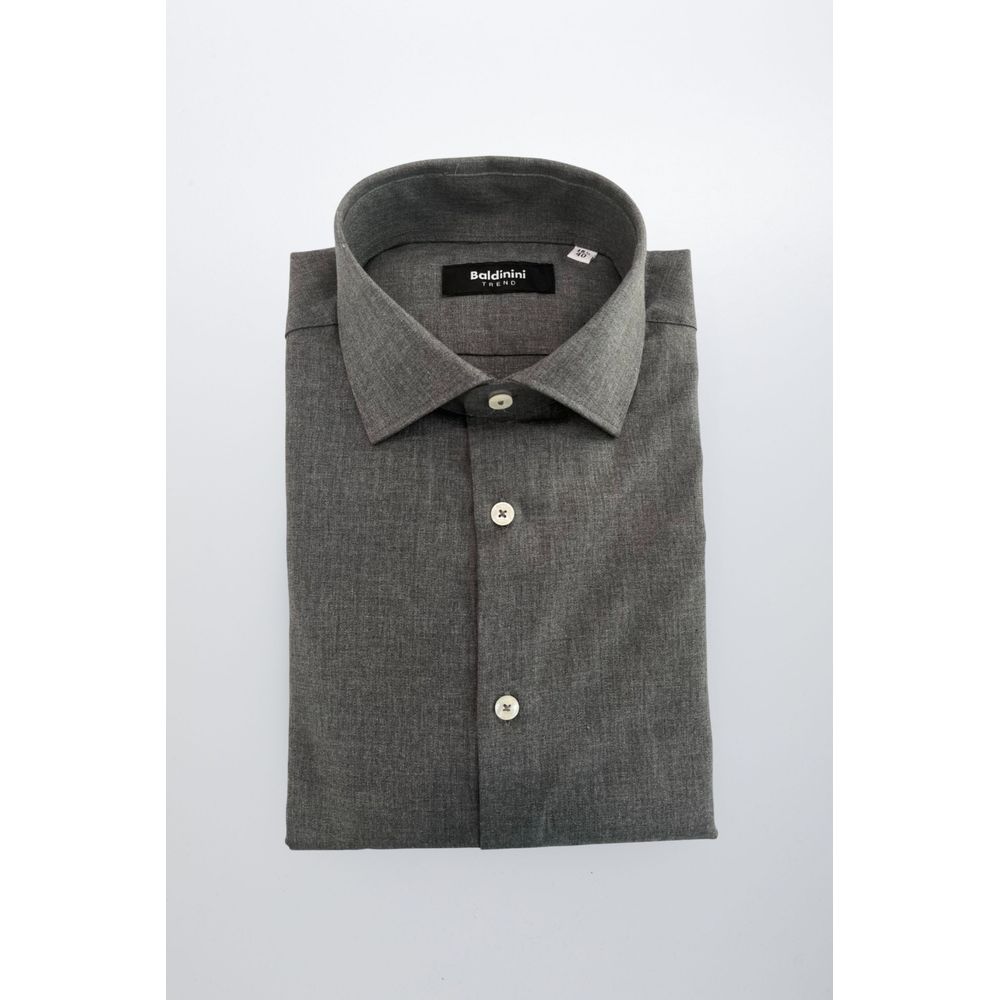 Gray Cotton Men's Shirt - ventzia