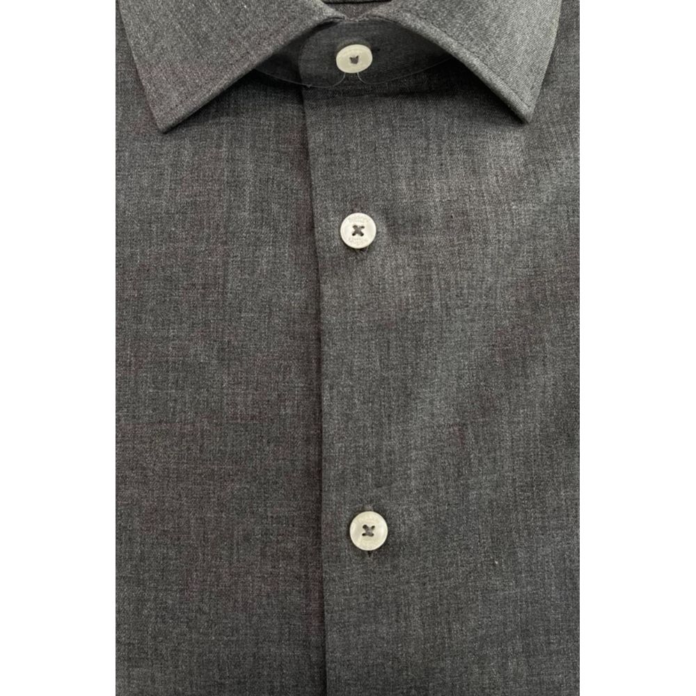 Gray Cotton Men's Shirt - ventzia
