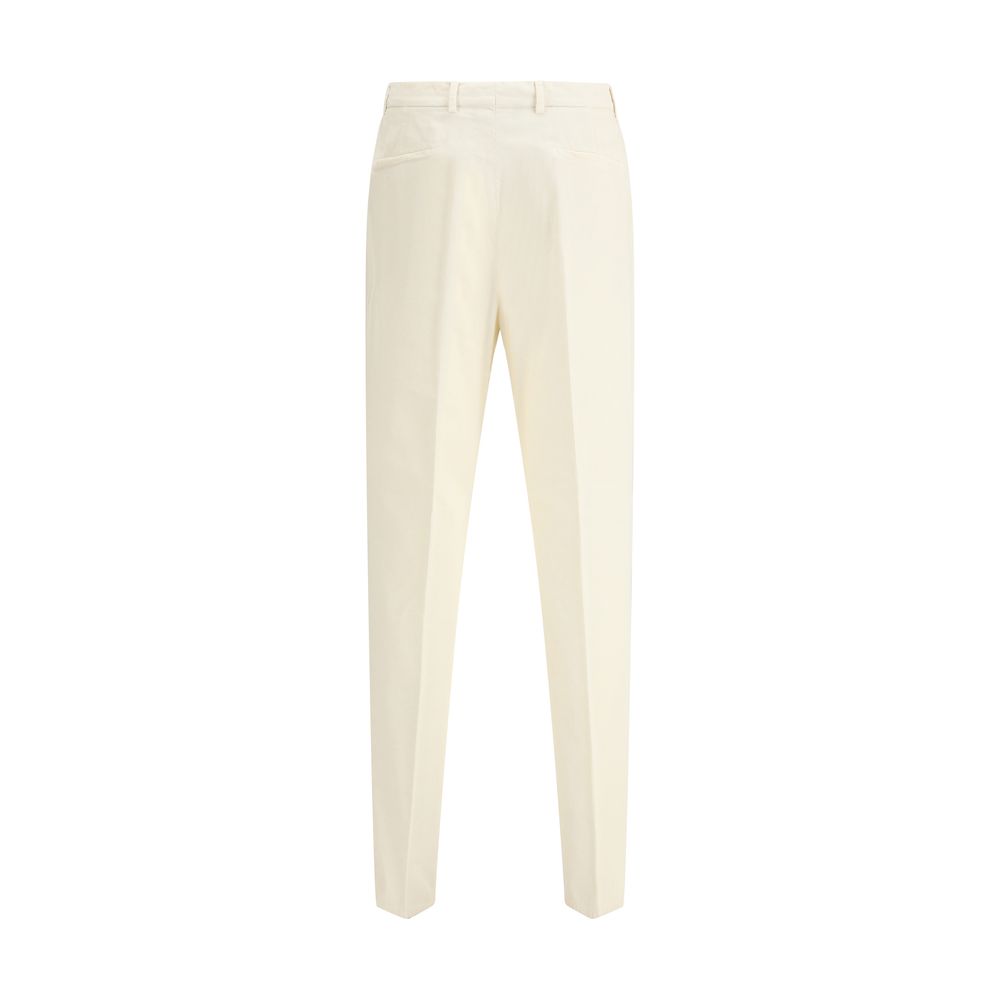 Cream Cotton Casual Pants