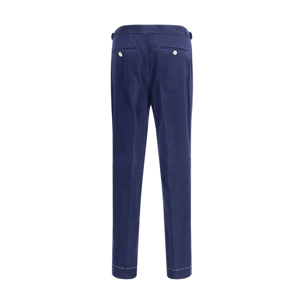Blue Wool Casual Pants