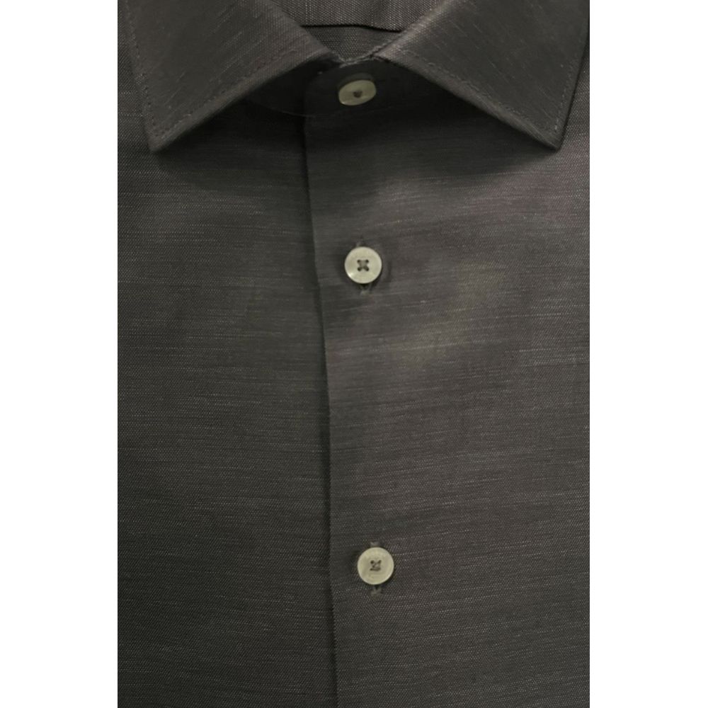 Gray Cotton Men Shirt - ventzia