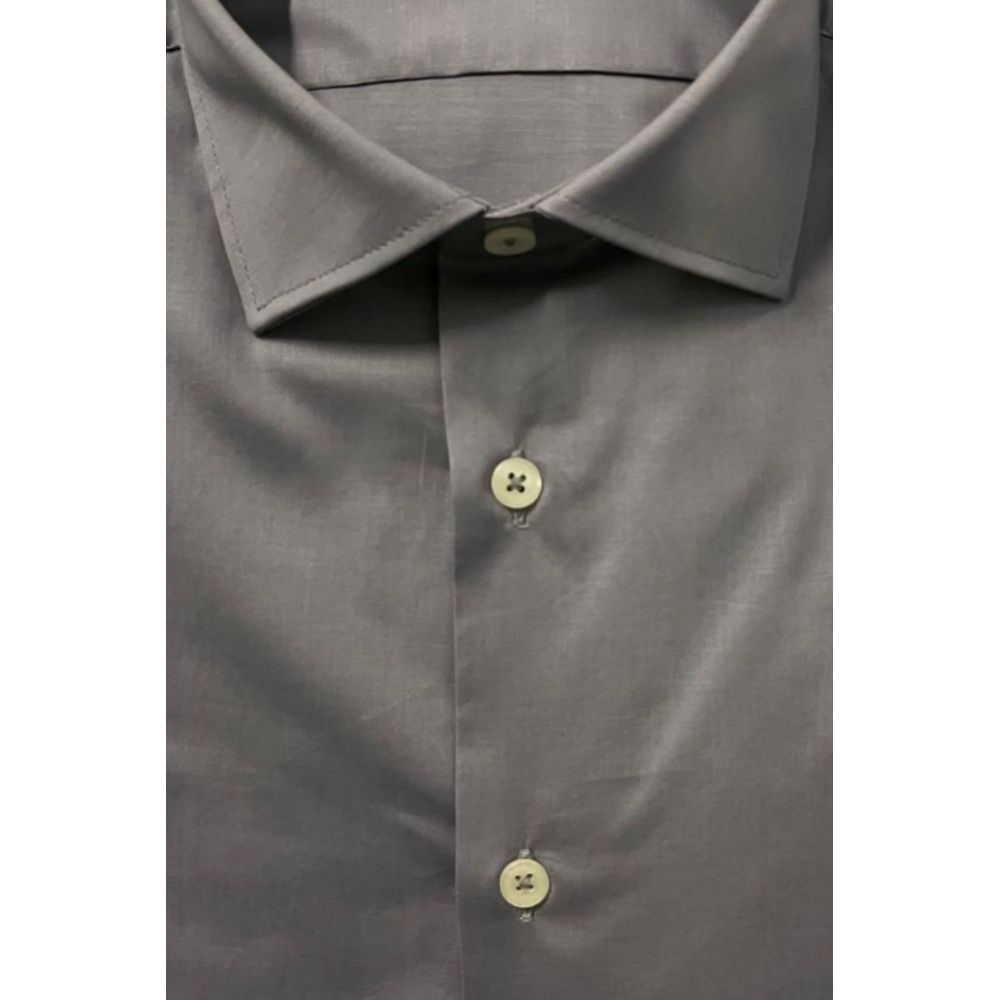 Gray Cotton Men Shirt - ventzia