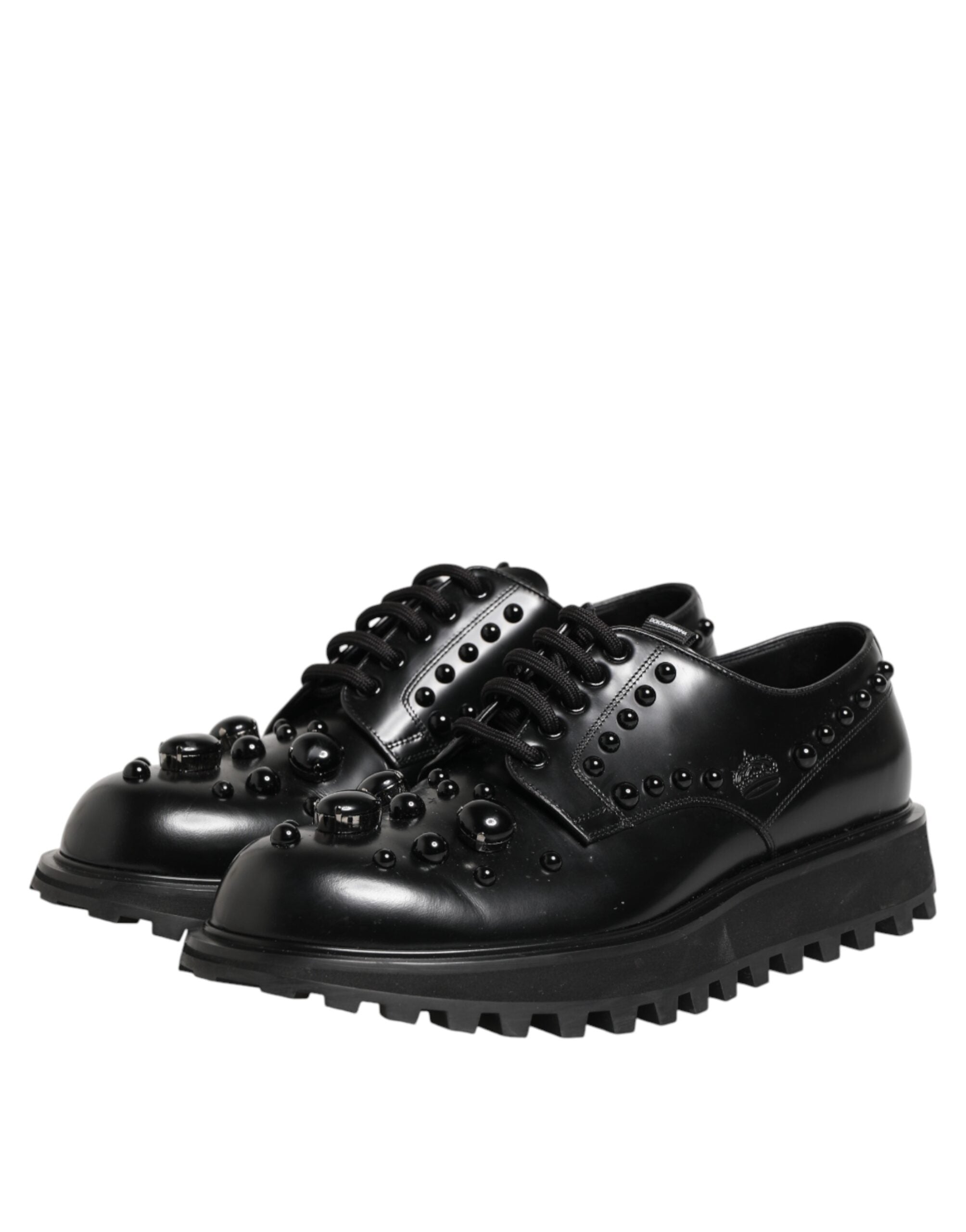 Black Leather Studded Men Formal Derby Shoes