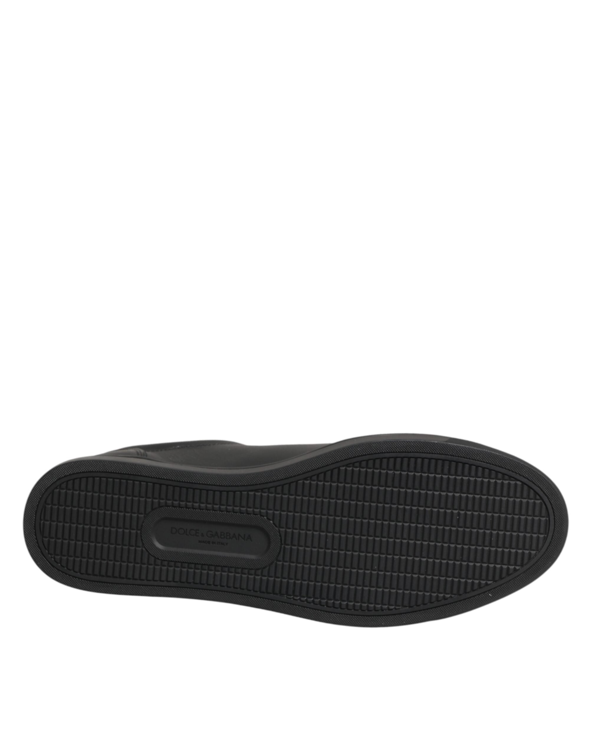 Black Leather Heart Embellished Sneakers Shoes - ventzia