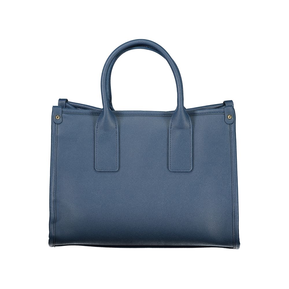 Blu Polyurethane Women Handbag - ventzia