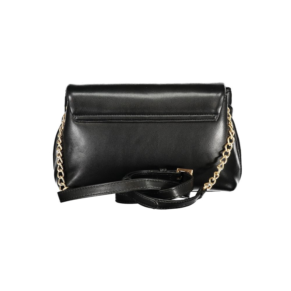 Black Polyurethane Women Shoulder Bag - ventzia