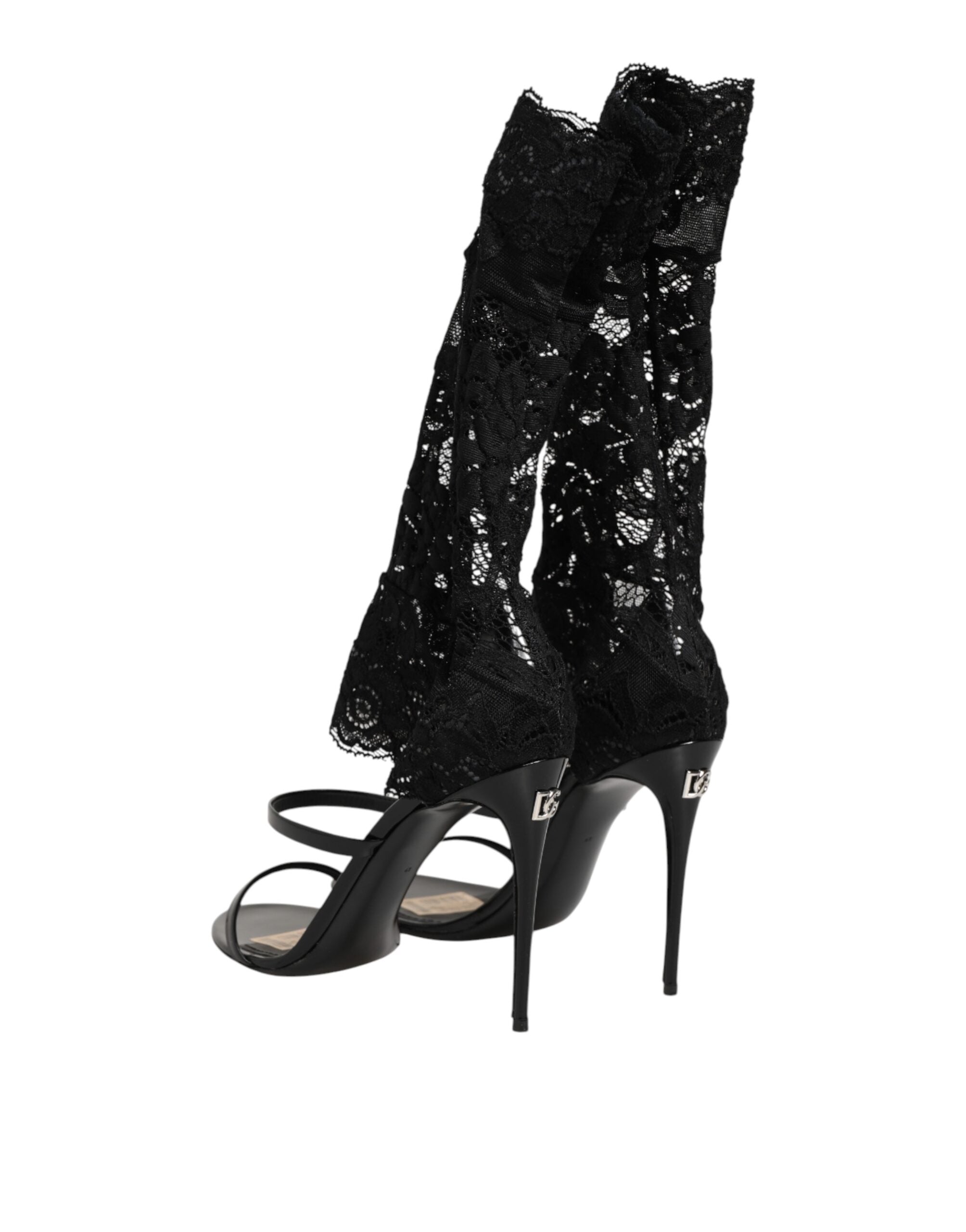 Black Floral Lace Heels SANDALS Shoes