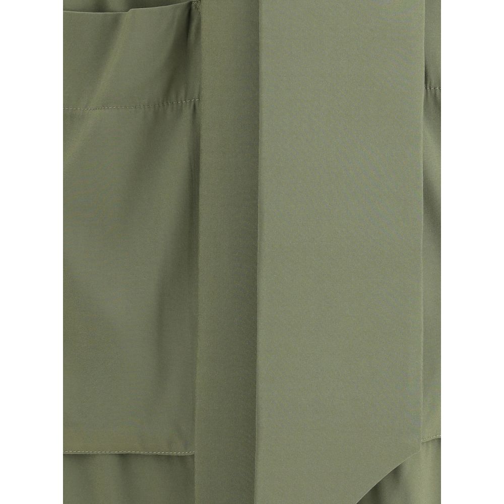 Green Silk Casual Dress