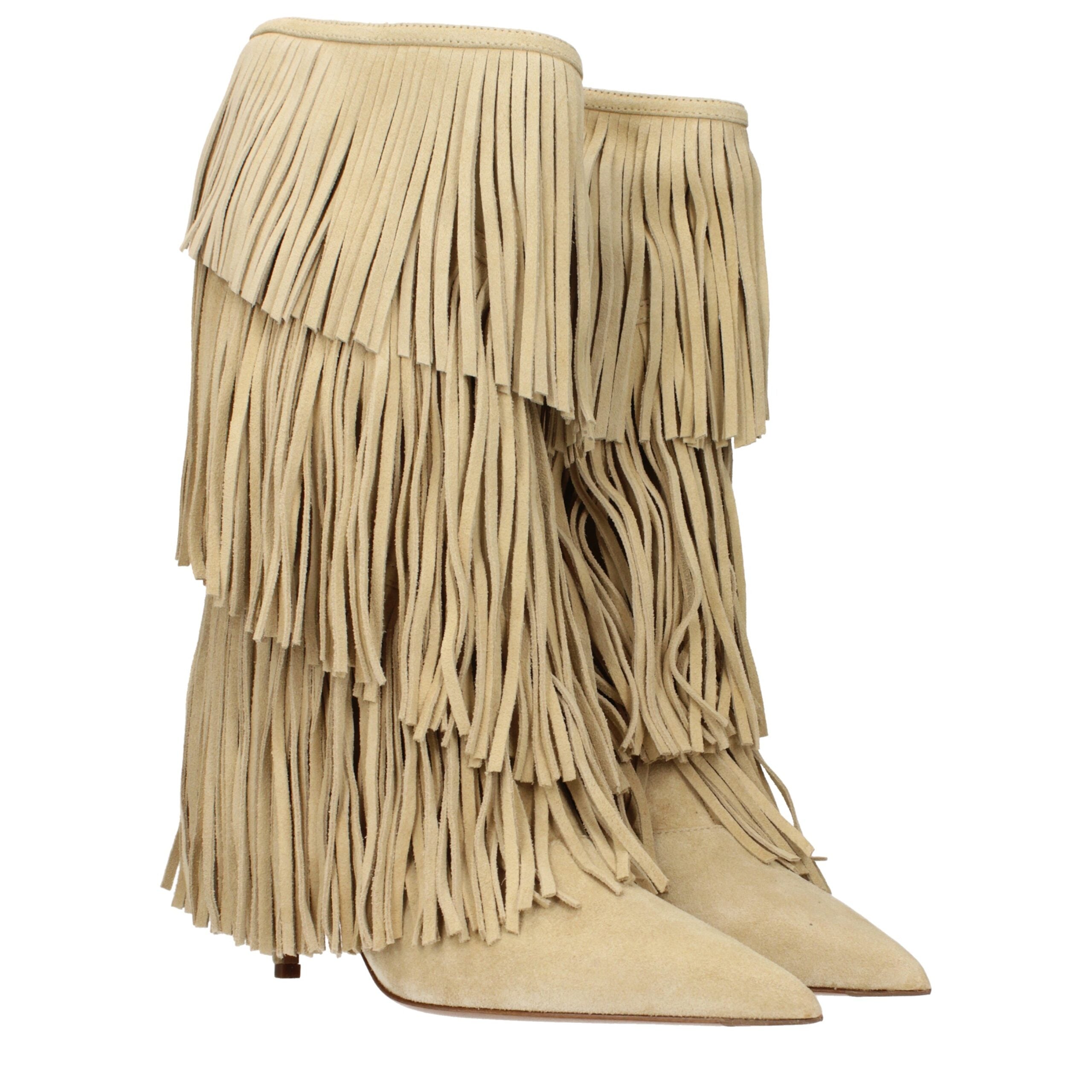 Beige Leather Boots - ventzia