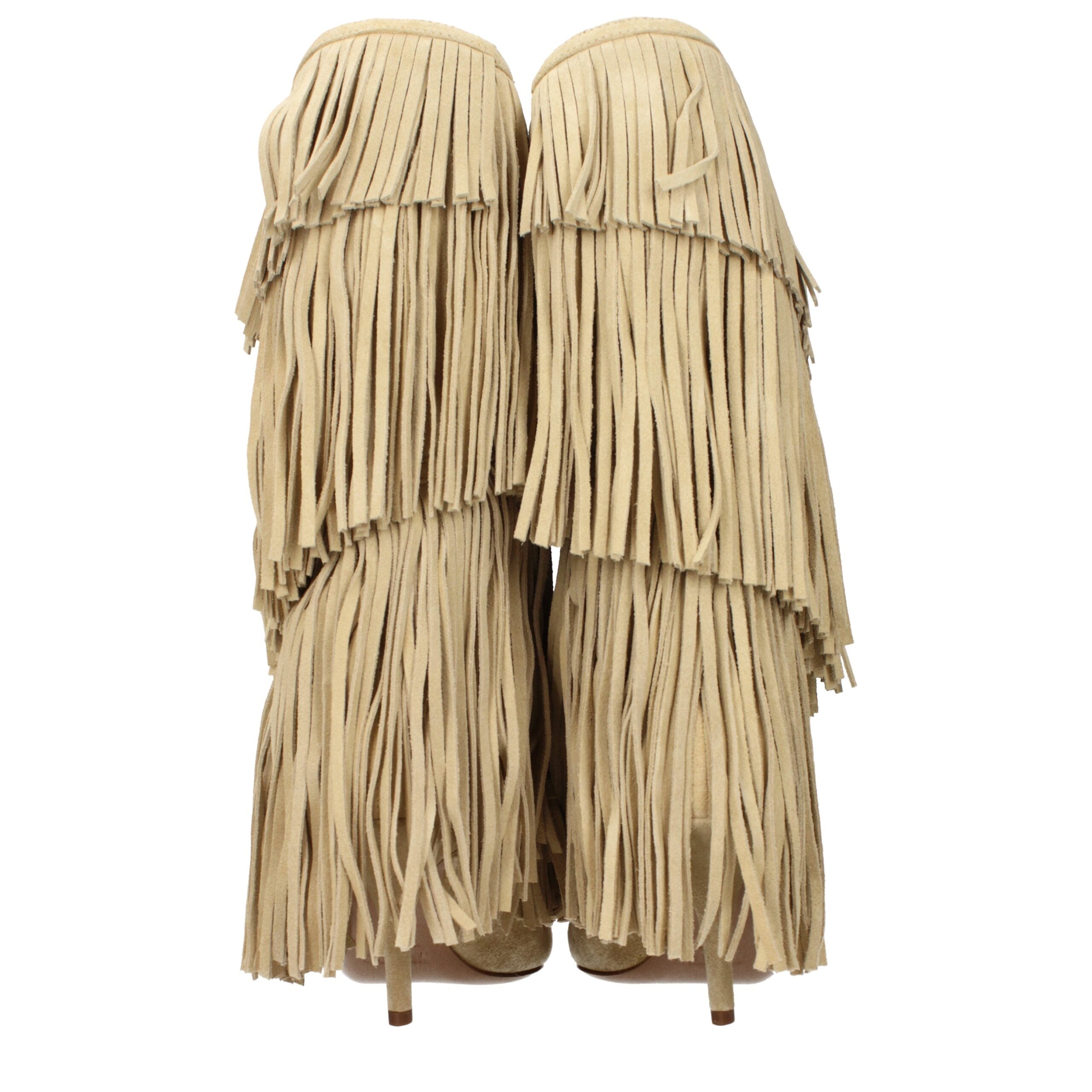Beige Leather Boots - ventzia