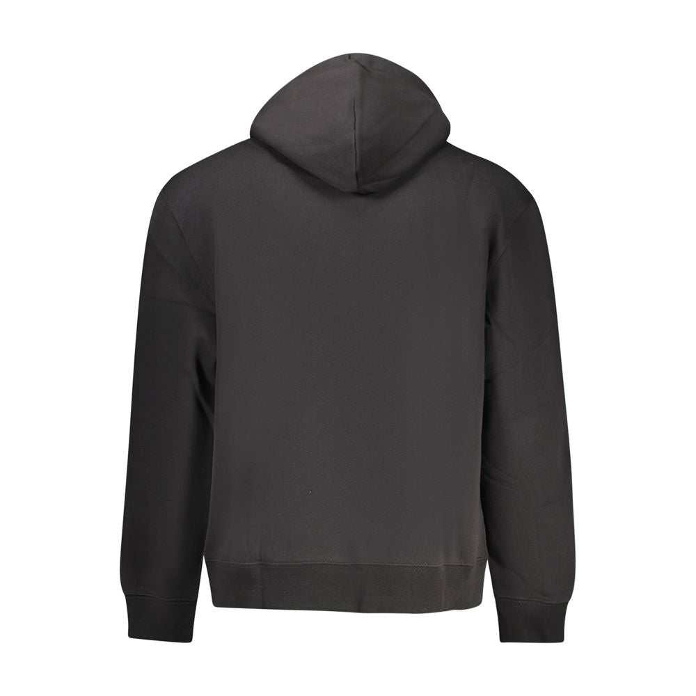 Black Cotton Men's Hooded Sweatshirt - ventzia