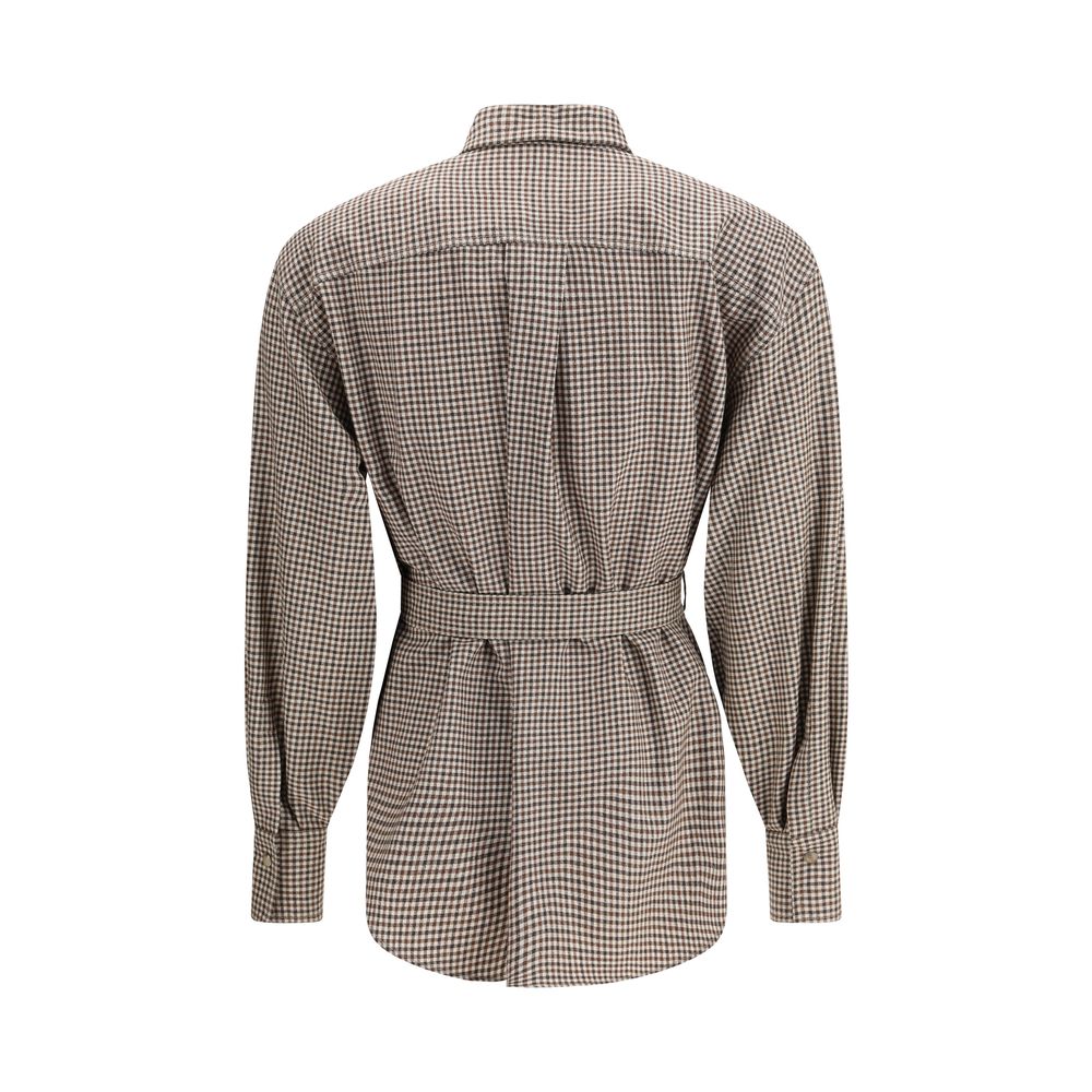 Brown Fleece Wool Pattern Shirt - ventzia