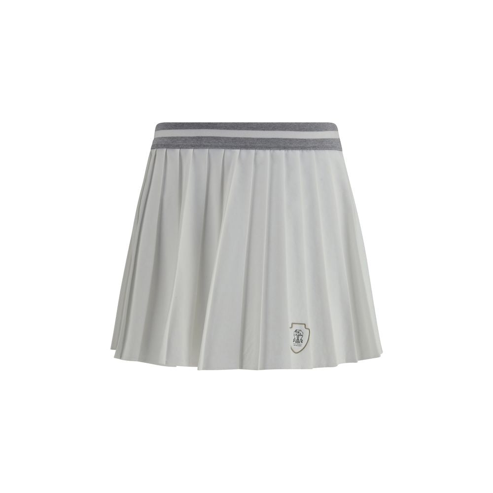 White Polyester Mini Skirt - ventzia