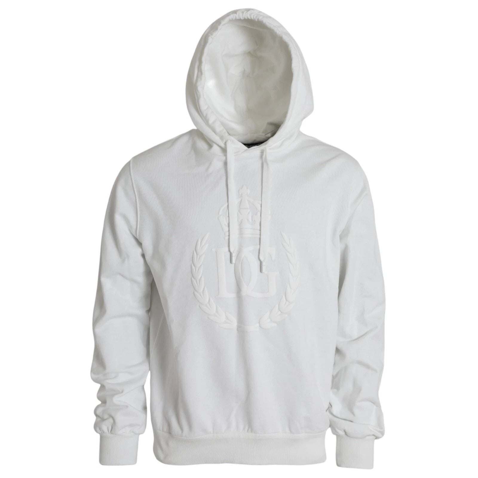 White Cotton Hooded Pullover Sweatshirt Men