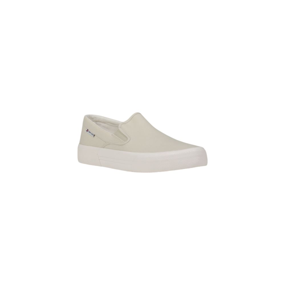 Beige Recycled Cotton Slip-On Loafers - ventzia