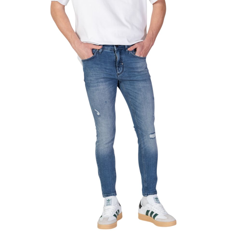 Blue Cotton Skinny Jeans - ventzia