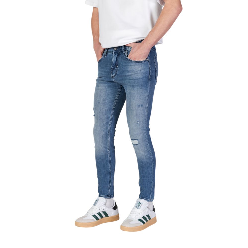 Blue Cotton Skinny Jeans - ventzia