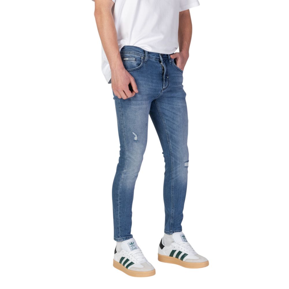 Blue Cotton Skinny Jeans - ventzia