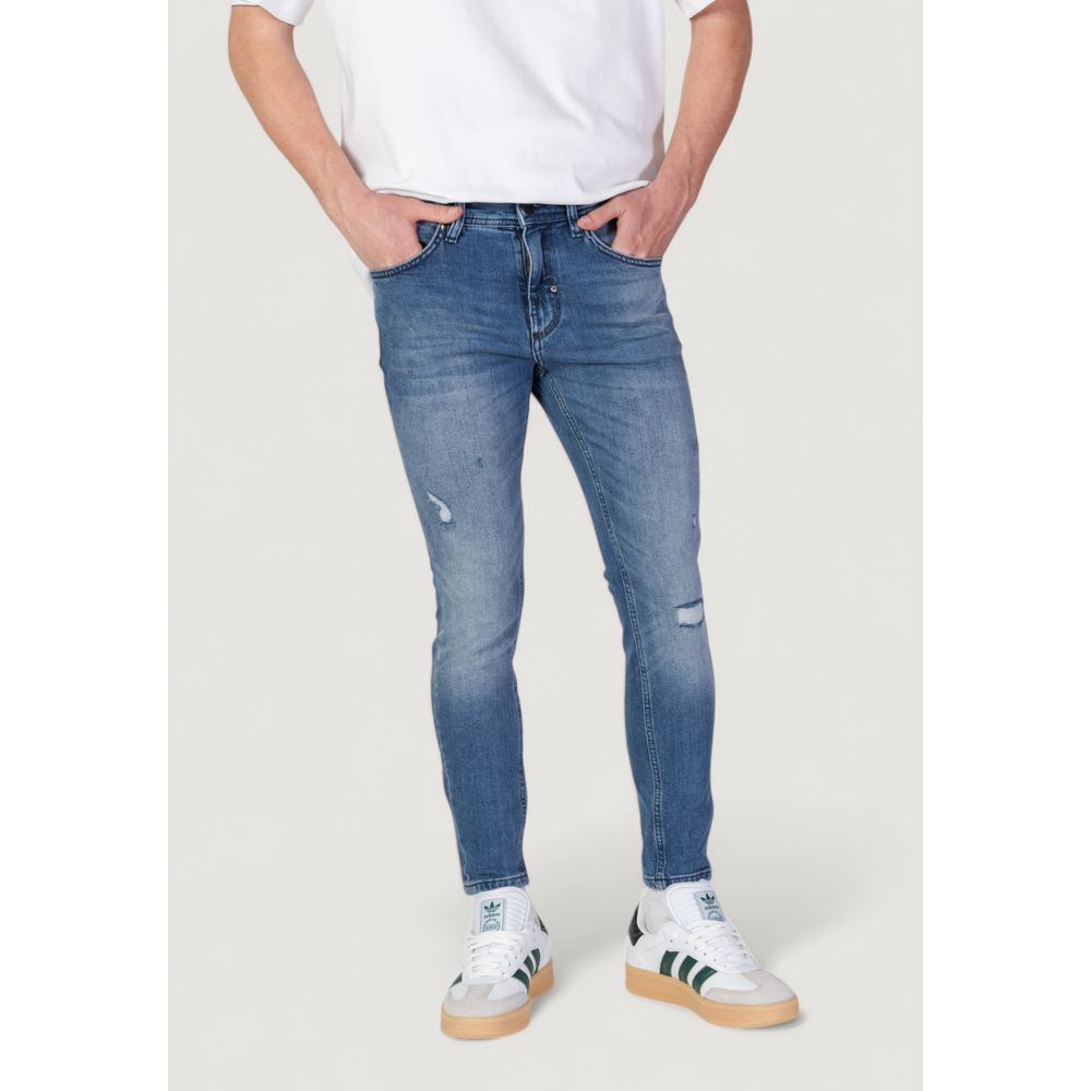 Blue Cotton Skinny Jeans - ventzia