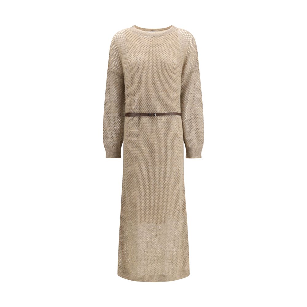 Beige Mohair Casual Dress - ventzia