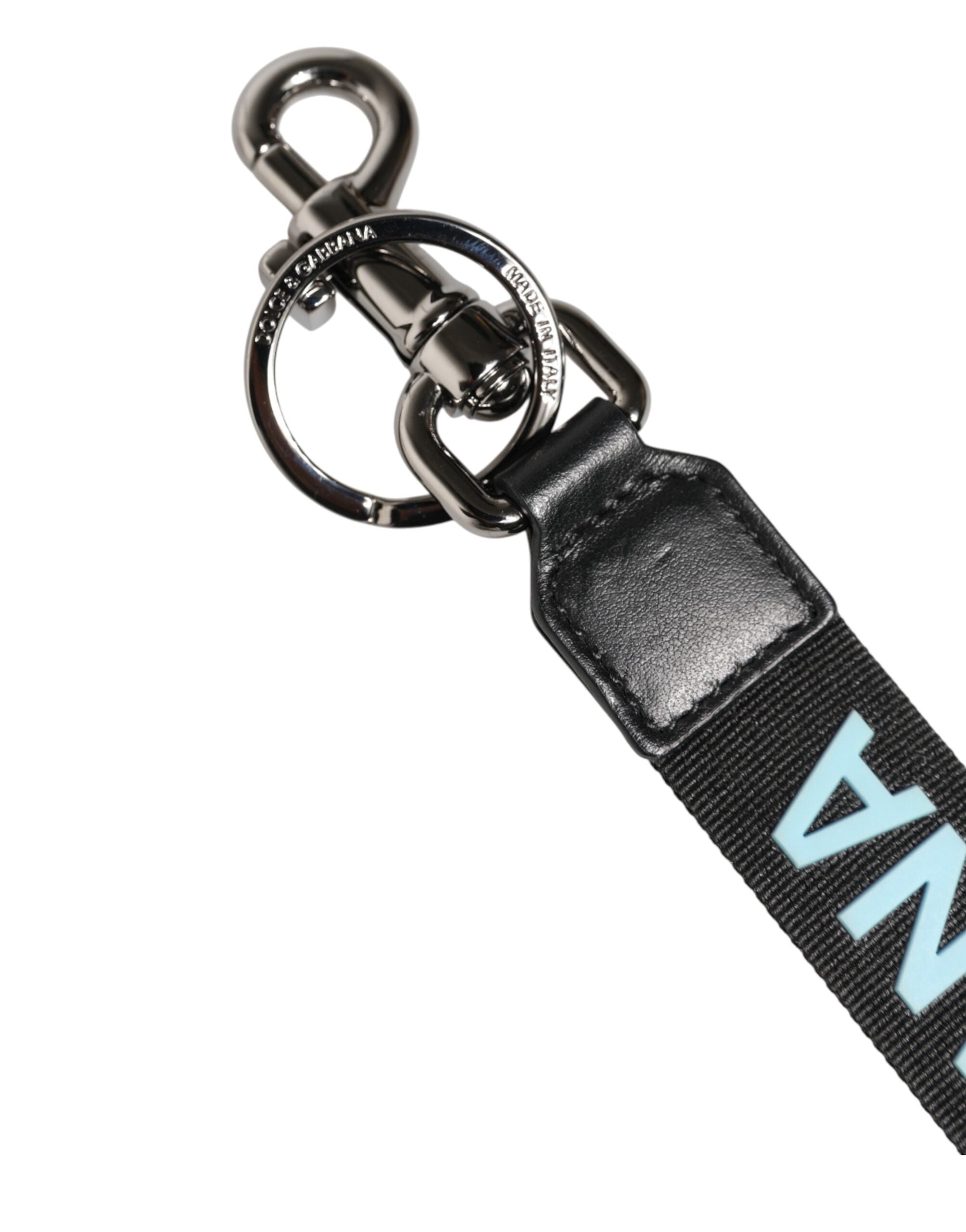 Black Blue Logo Polyester Brass Holder Keychain Keyring